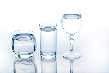 full glass of water isolated on white ,A glass of water ,water on a glass on white background