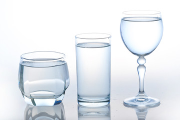 full glass of water isolated on white ,A glass of water ,water on a glass on white background
