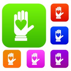 Hand with heart set collection