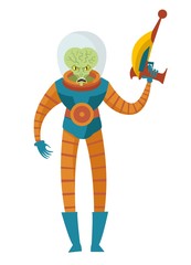 space alien martian on suit with raygun