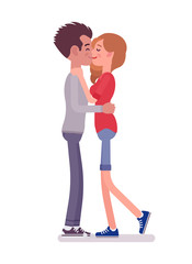 Young man and woman kissing