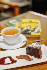 chocolate cake and tea