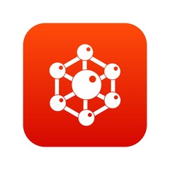 Chemical and physical molecules icon digital red