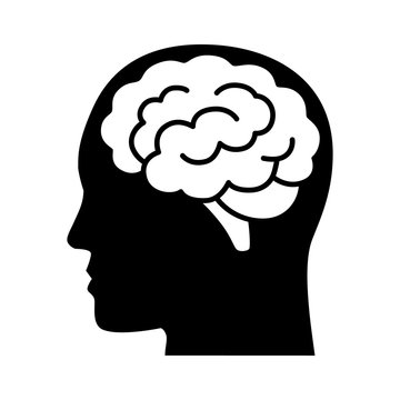 Brain or mind side view inside head flat vector icon for medical apps and websites