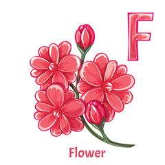 Vector alphabet letter F. Flower