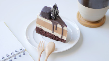 Chocolate cake in cake cafe