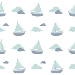 sailboat pattern, sailing boat pattern, wallpaper, background, seamless pattern, clouds pattern
