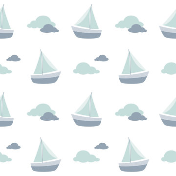 sailboat pattern, sailing boat pattern, wallpaper, background, seamless pattern, clouds pattern