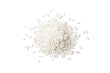 Heap of glutinous rice on white background.