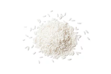 Foto op Canvas Heap of glutinous rice on white background. © koosen