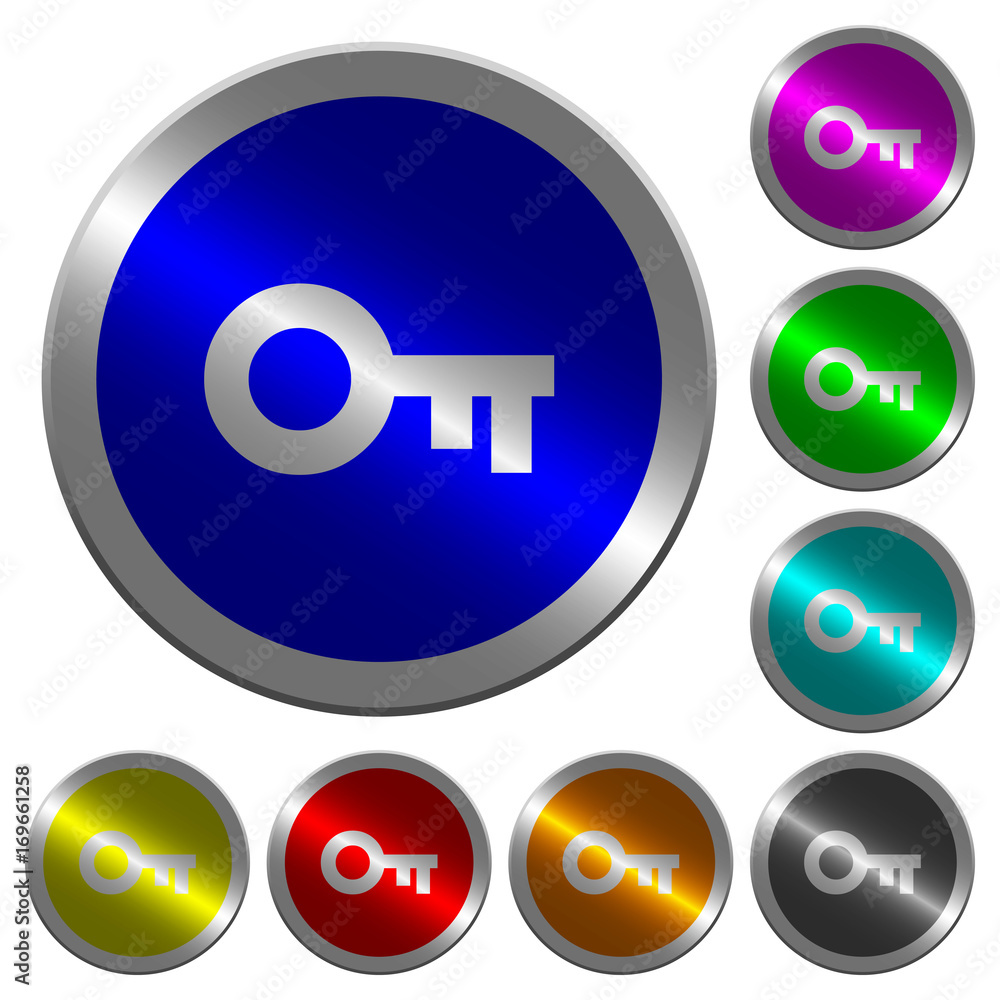 Poster Old key luminous coin-like round color buttons