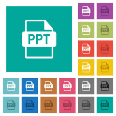 PPT file format square flat multi colored icons