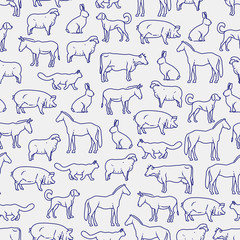 Popular farm animals seamless pattern