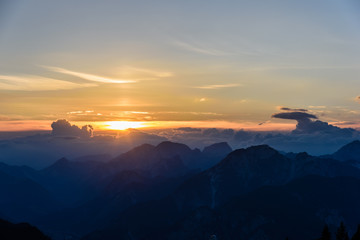 Mountain views from the top of Monte Lussari. Sunset