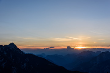 Mountain views from the top of Monte Lussari. Sunset
