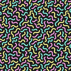 Curves. Seamless pattern in memphis style