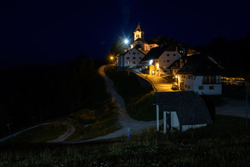Fototapeta na wymiar Night on Mount Lussari. Views.
