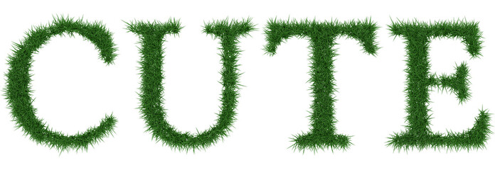 Cute - 3D rendering fresh Grass letters isolated on whhite background.