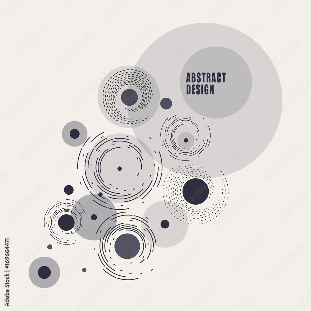 Poster Vector background of circles and rounded lines in vintage style