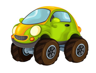 cartoon fast off road car looking like monster truck - isolated - illustration for children