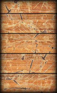 Old Weathered Cracked Flaky Wooden Laminated Blockboard Panel Vignetted Grunge Texture