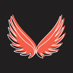 Fototapeta premium Angel wings doodle icon vector illustration for design and web isolated