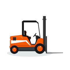 Orange Forklift Truck Isolated on White Background, Vector Illustration