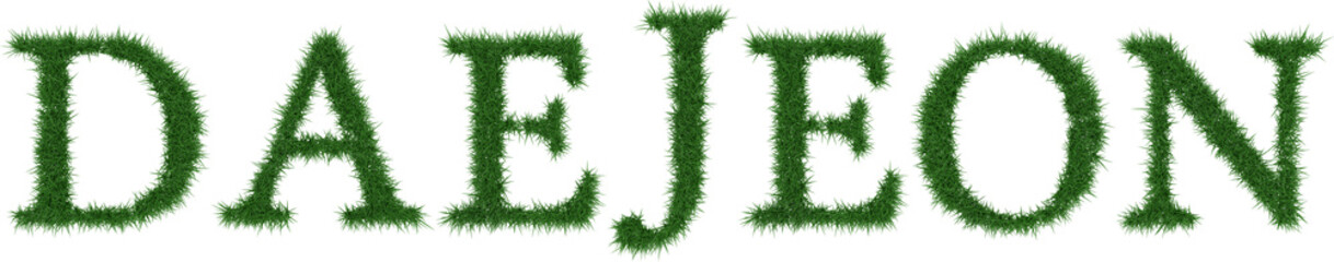 Daejeon - 3D rendering fresh Grass letters isolated on whhite background.