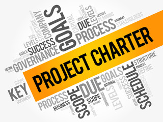 Project Charter word cloud collage, business terms such as method, process, leads concept background