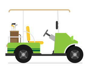 Flat vector golf car isolated on white background