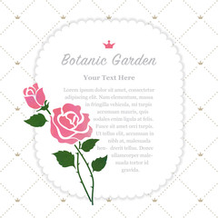 Colorful watercolor texture vector nature botanic garden memo frame pink rose