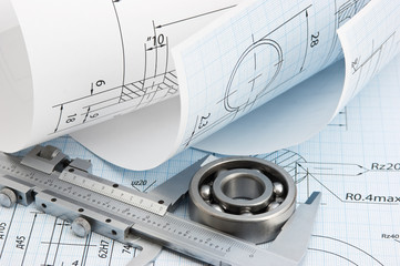 technical drawing and callipers