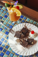 chocolate Brownie and kumquat lemon