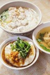 oil cake and meat ball soup