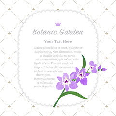 Colorful watercolor texture vector nature botanic garden memo frame purple orchid