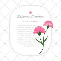 Colorful watercolor texture vector nature botanic garden memo frame pink carnations