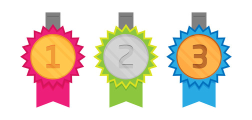 Flat style rosette vector icon set illustration.