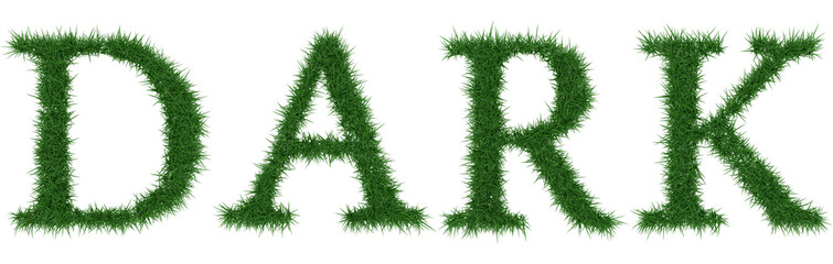 Dark - 3D rendering fresh Grass letters isolated on whhite background.