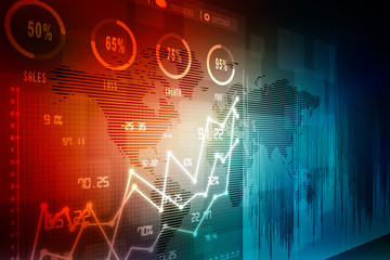 2d rendering Stock market online business concept. business Graph 