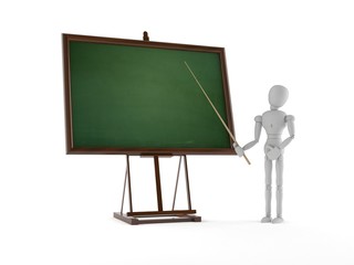 White dummy with blackboard