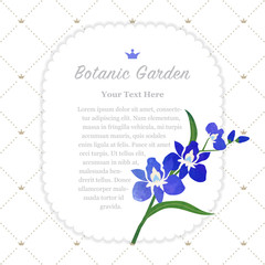 Colorful watercolor texture vector nature botanic garden memo frame blue orchid