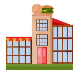 Fast food restaurant Vector facade building flat style