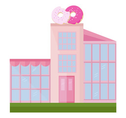 Donuts store facade building Vector illustration