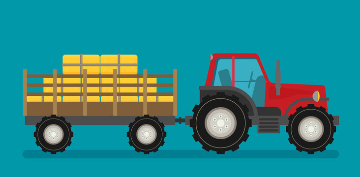 Flat tractor with semi-trailer icon isolated Stock Vector | Adobe Stock