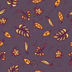 Vector seamless pattern with autumn leaves background
