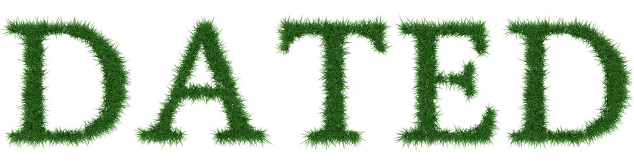 Dated - 3D rendering fresh Grass letters isolated on whhite background.