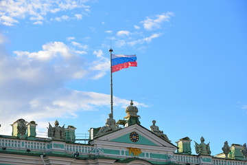 The flag of the Russian Federation at the Winter Palace in Saint-Petersburg