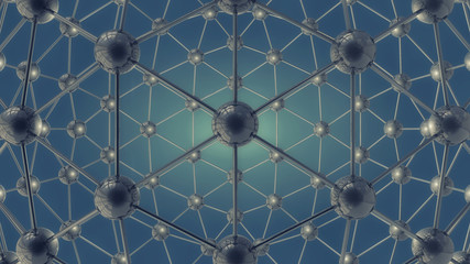 3d rendering. Connected spheres and background