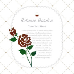 Colorful watercolor texture vector nature botanic garden memo frame brown rose