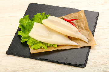 Raw squid fillet
